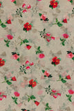 Beige And Red Floral Digital Print Georgette Fabric