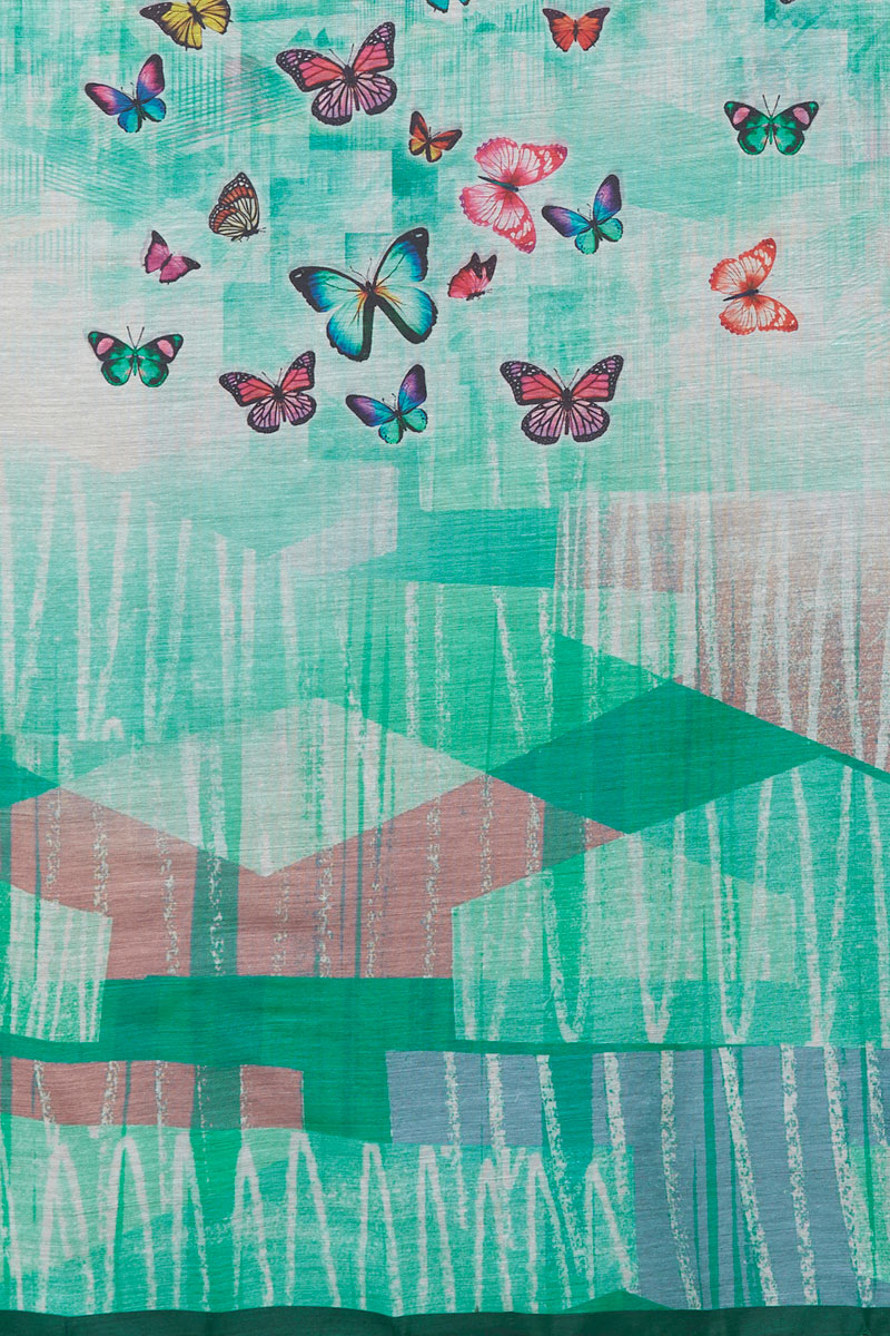 Digital Butterfly Print Chanderi Silk Dupatta