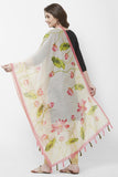 Offwhite and Pink Color Stylish Lotus Digital Print Dupatta For Women