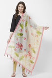 Offwhite and Pink Color Stylish Lotus Digital Print Dupatta For Women