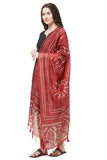 Maroon Color Ethnic Warli Digital Print Chanderi Silk Dupatta For Women