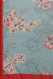 Grey And Red Color Floral Digital Printed Chanderi Silk Dupatta