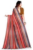 Bright Multi Color Digital Stripes Print With Sequence Georgette Saree