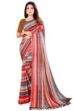Bright Multi Color Digital Stripes Print With Sequence Georgette Saree