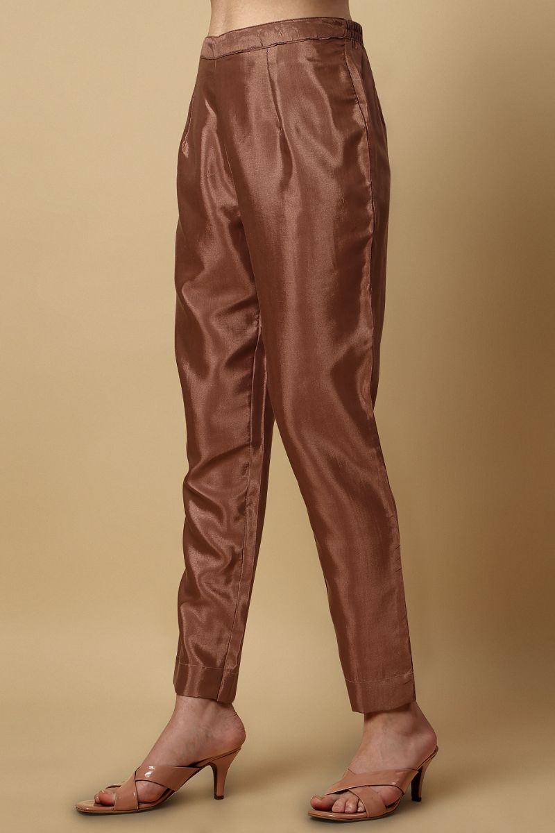 Brown Chanderi Silk Digital Printed Unstitched Salwar Suit