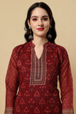 Maroon Chanderi Silk Digital Printed Unstitched Salwar Suit